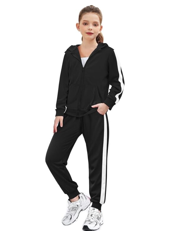 Zaclotre Girls 2 Piece Outfits Sweatsuit Zip Up Hoodie Sweatshirt and Sweatpant Tracksuit Athletic Jogger Sets