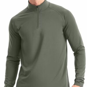 Zengjo 1/4 Zip Pullover Mens Running Shirt Long Sleeve