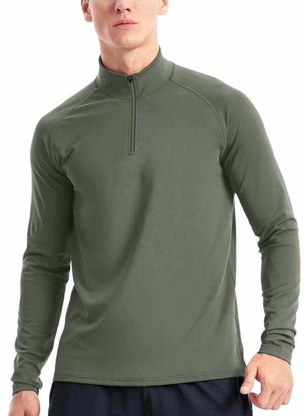 Zengjo 1/4 Zip Pullover Mens Running Shirt Long Sleeve