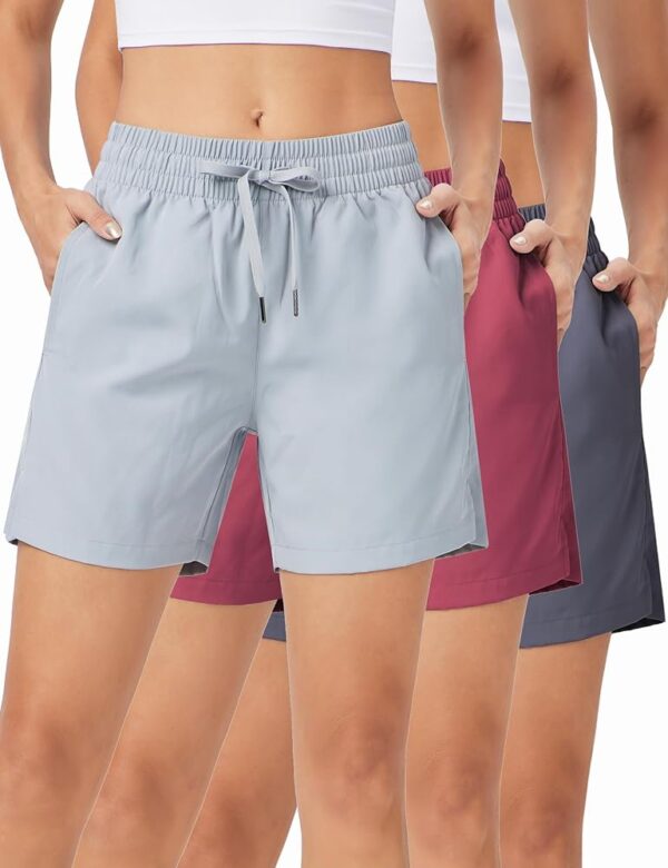 ZUTY 3 Pack 5" Womens Athletic Shorts Basic Running Shorts Lightweight Quick Dry Gym Workout Shorts with Pockets